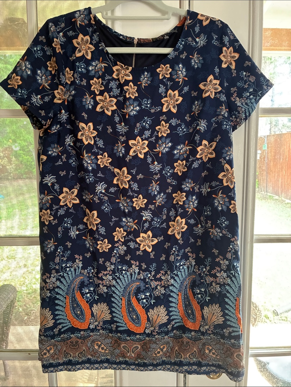 Lulu's Navy Floral Paisley Short Sleeve Dress